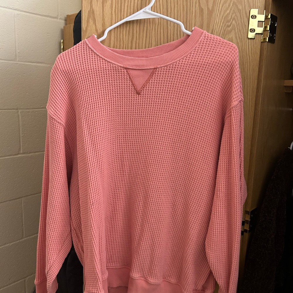 Aerie Pink Waffle Knit Sweater